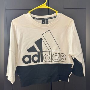 Adidas Kids' Cream and Black Logo Sweatshirt